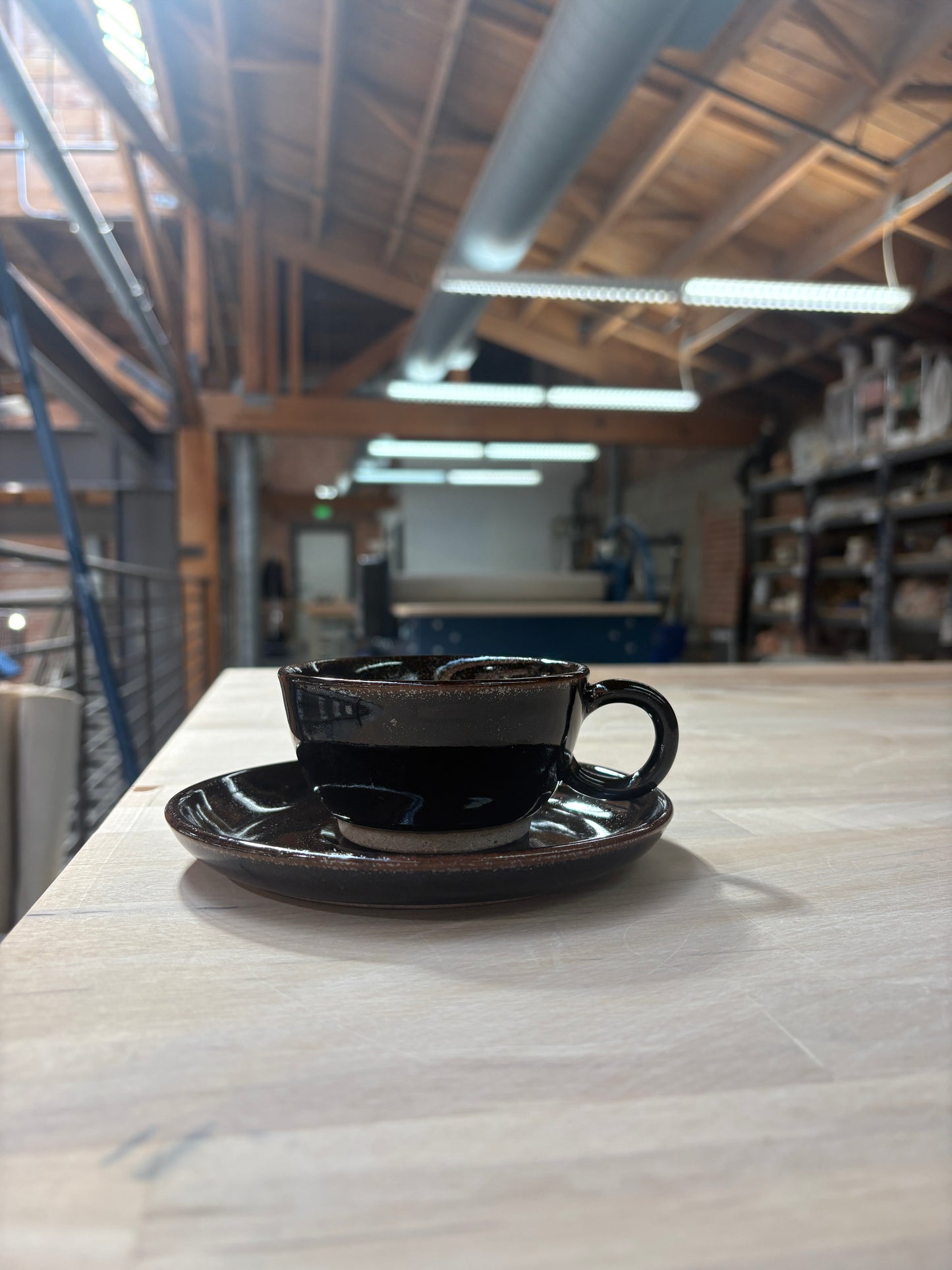 Tea Cup & Saucer Set | Glossy Midnight Black