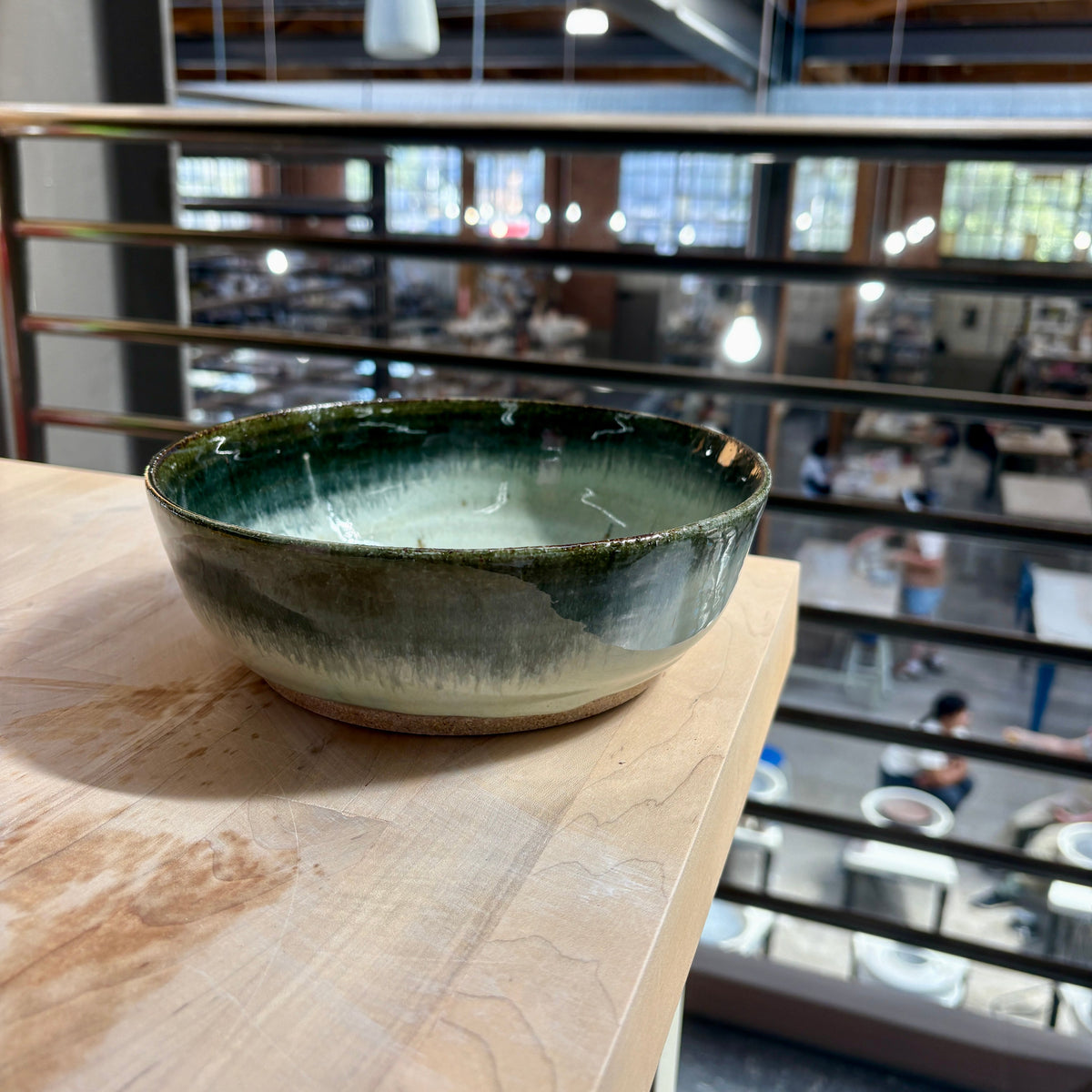 Large Ceramic Pasta Bowl | Glossy Sky Blue & Midnight Black