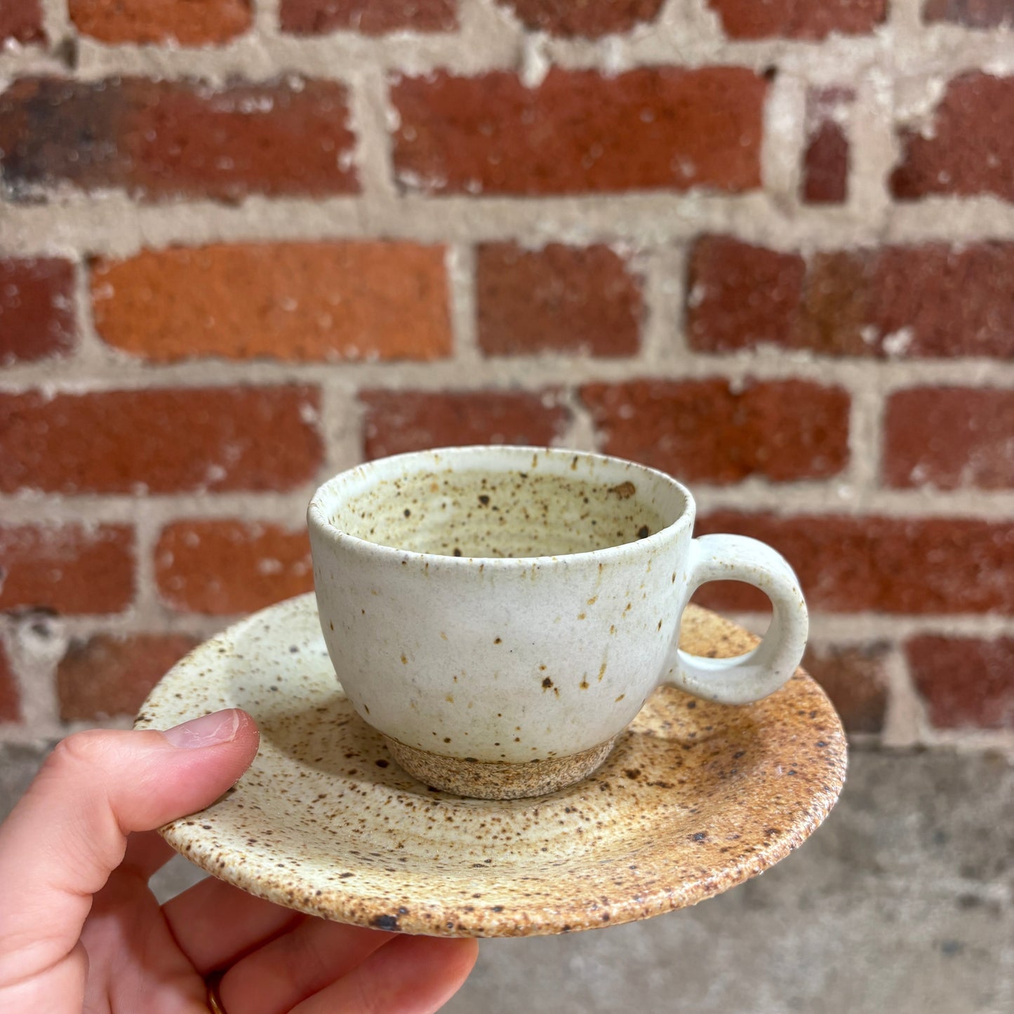 Ceramic Espresso Cup & Saucer Set | Speckled
