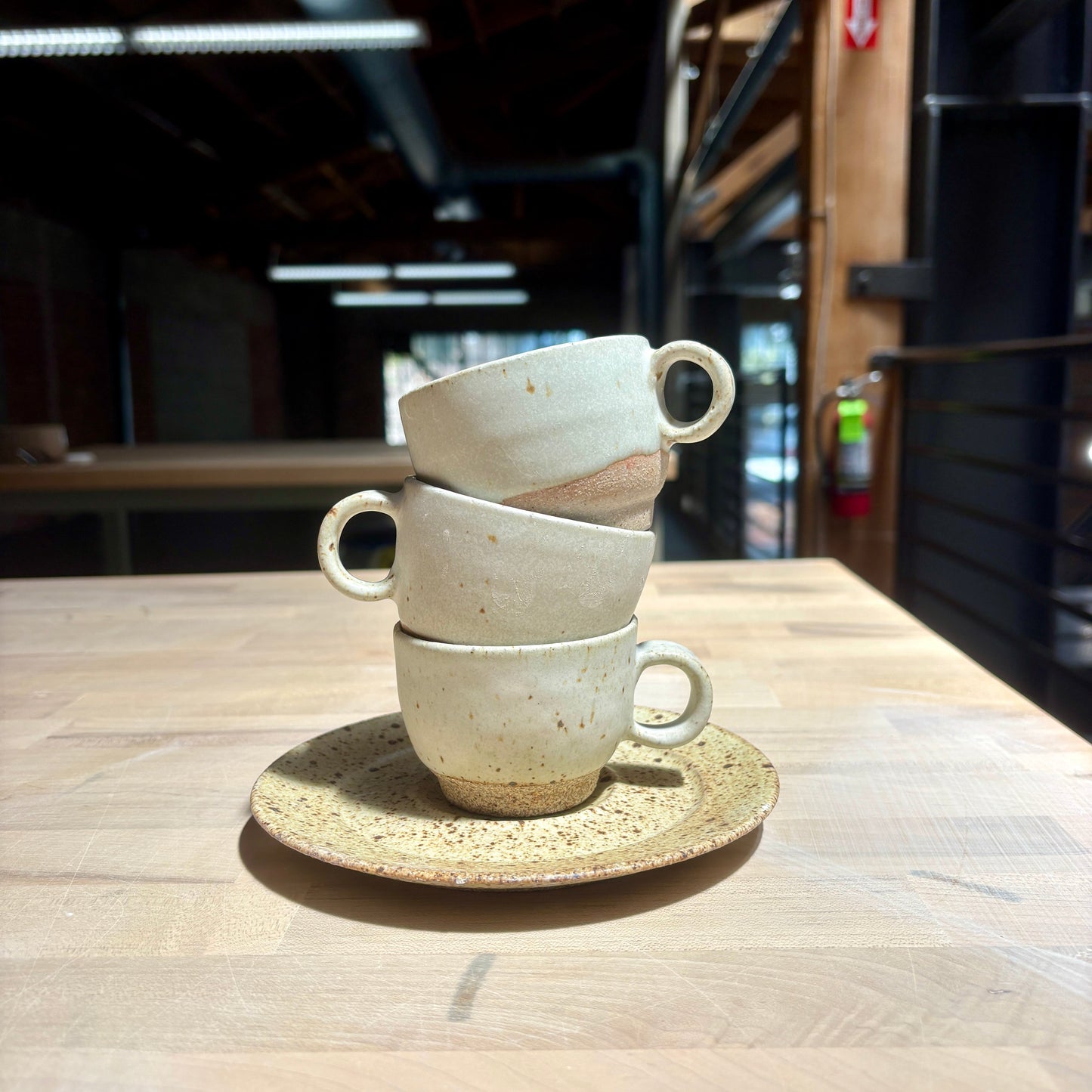 Ceramic Espresso Cup & Saucer Set | Speckled