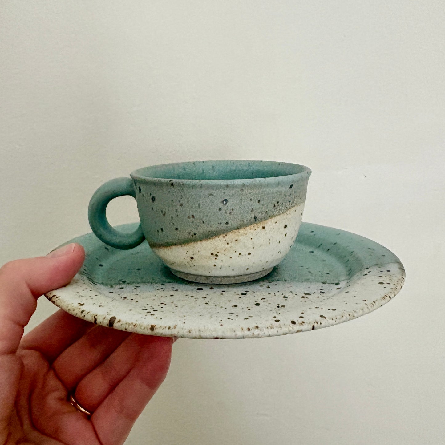 Ceramic Espresso Cup & Saucer Set | Speckled