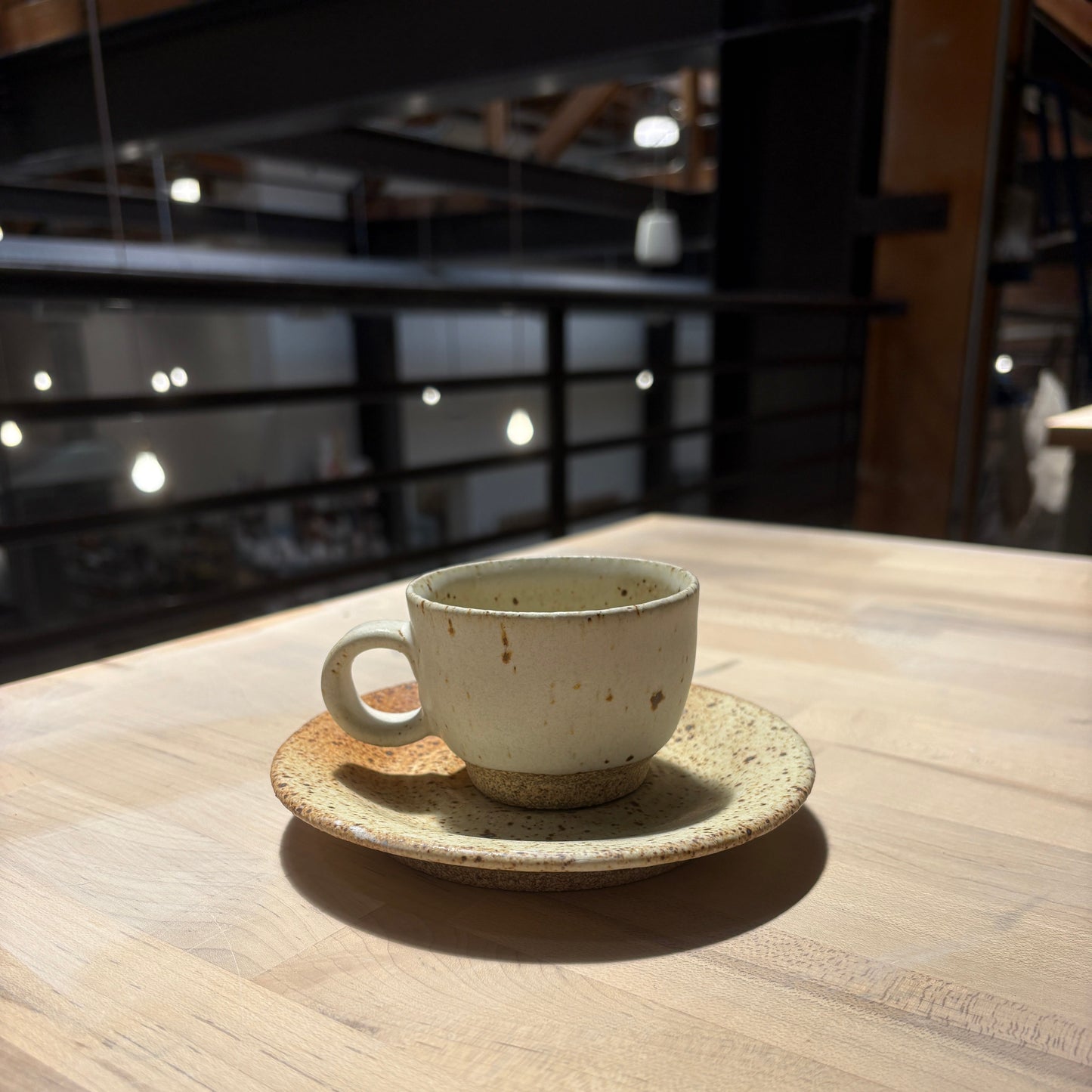 Ceramic Espresso Cup & Saucer Set | Speckled