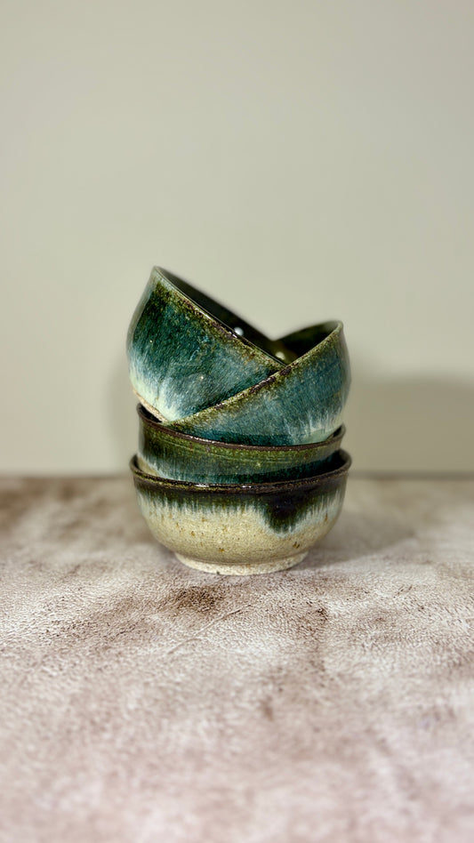 Mini Ceramic Bowl | Glossy Black & Sky Blue