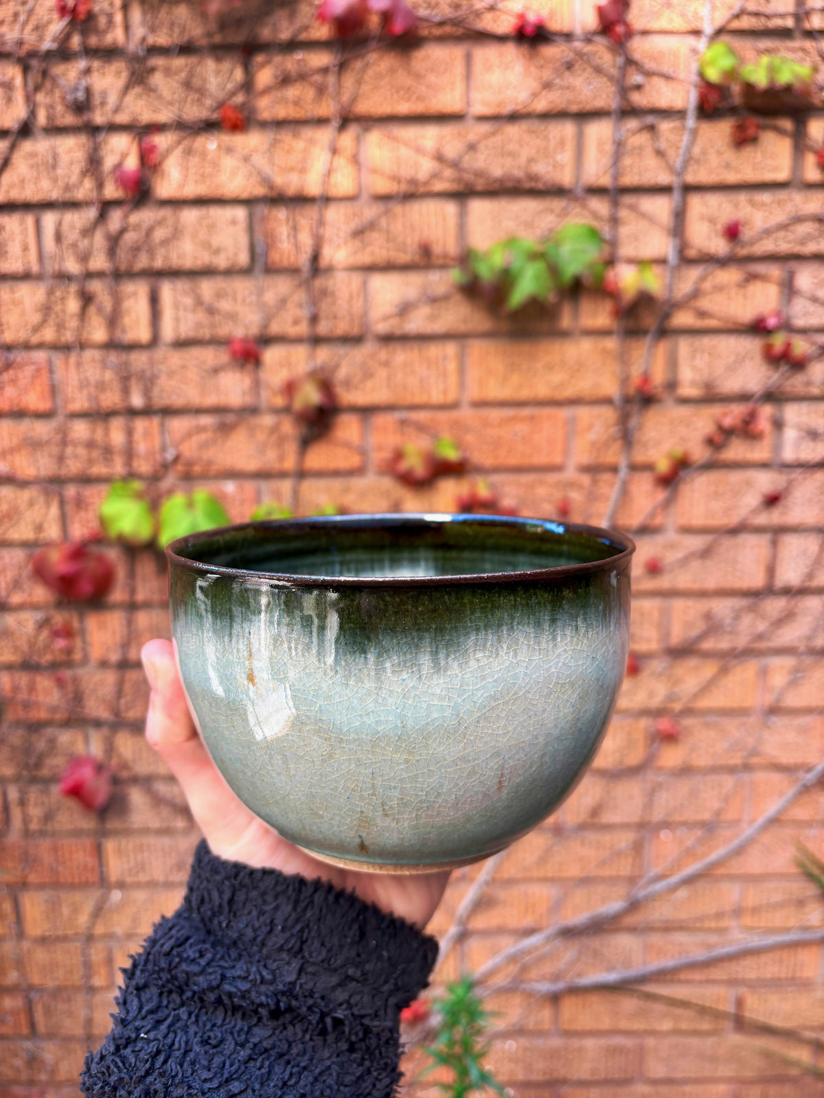 Ceramic Cereal Bowl | Glossy Sky Blue & Midnight Black