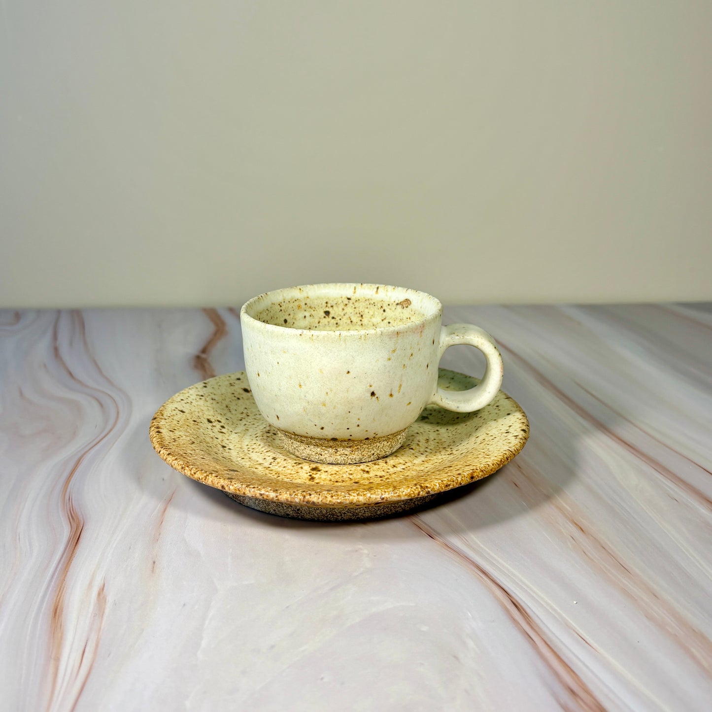 Ceramic Espresso Cup & Saucer Set | Speckled