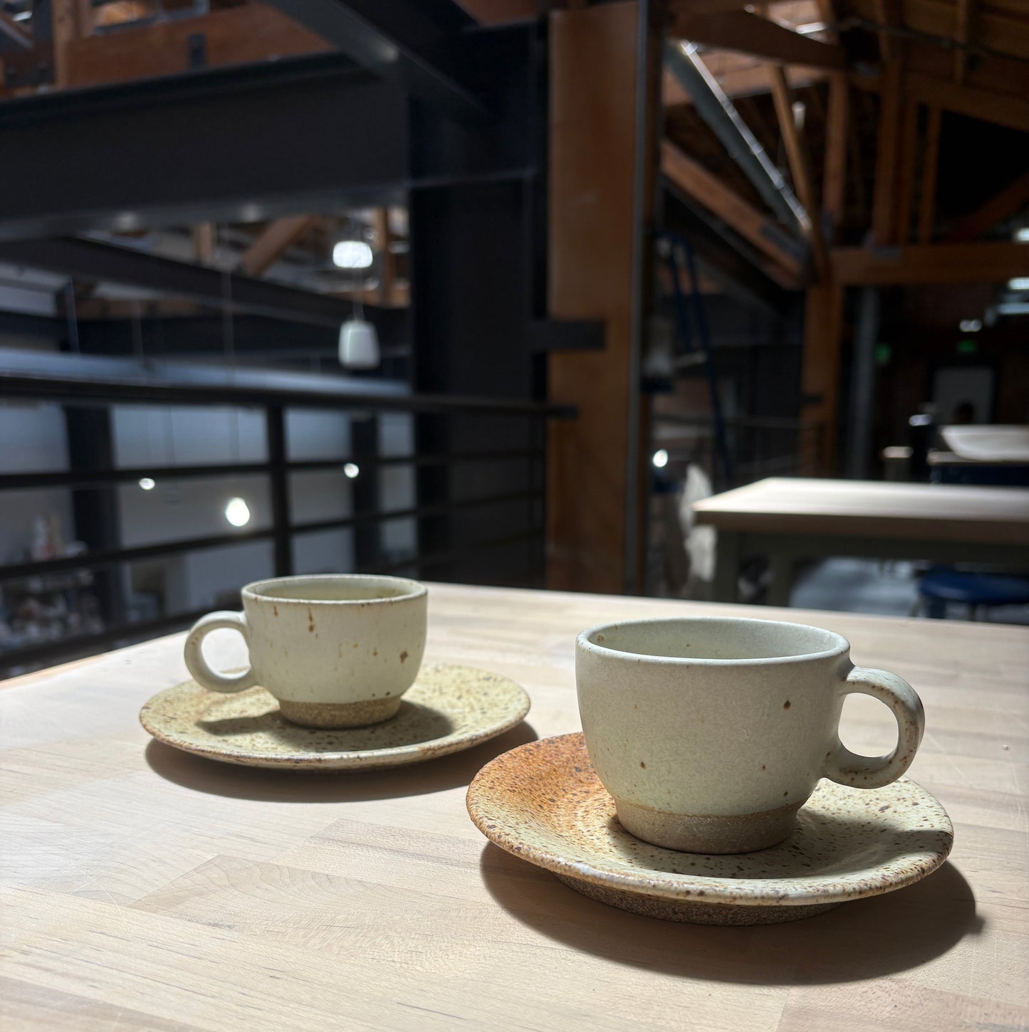 Ceramic Espresso Cup & Saucer Set | Speckled