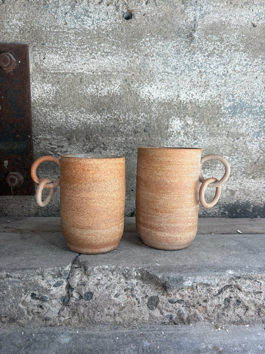 Ceramic Ring Vase | Glossy White Interior, Natural Exterior