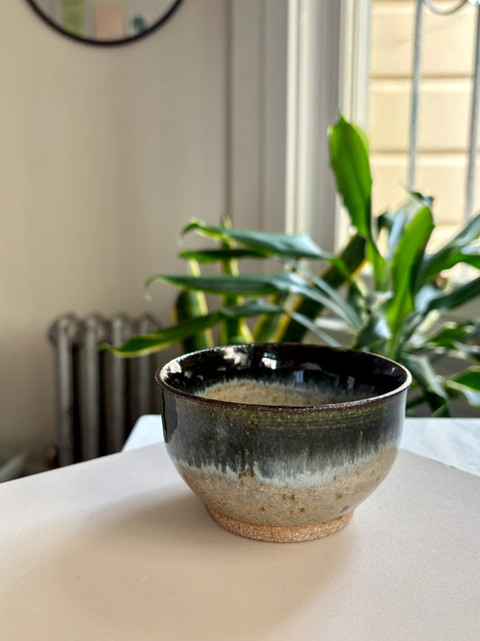 Mini Ceramic Bowl | Glossy Sky Blue & Midnight Black