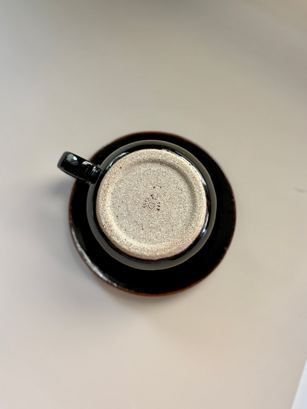 Ceramic Tea Cup & Saucer (12 oz) | Glossy Midnight Black