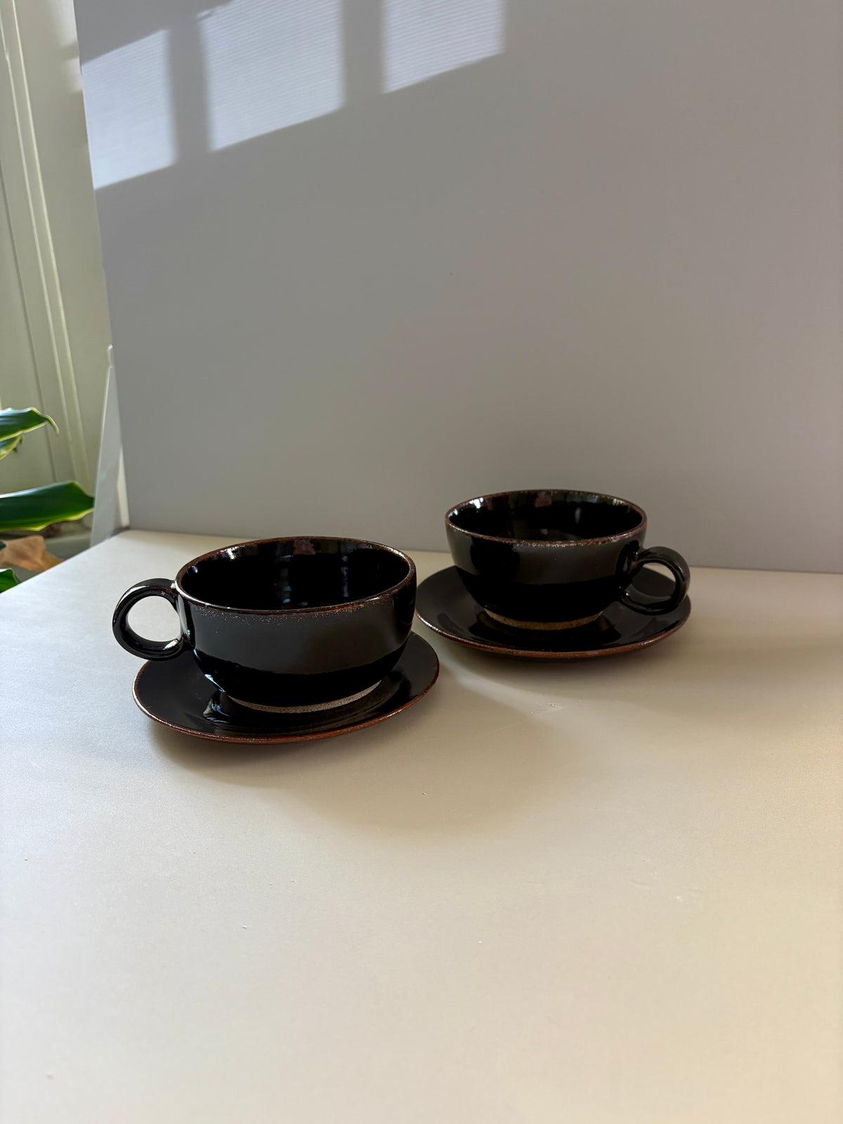 Ceramic Tea Cup & Saucer (12 oz) | Glossy Midnight Black